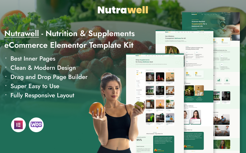 Nutrawell - Nutrition & Supplements eCommerce Elementor Template Kit