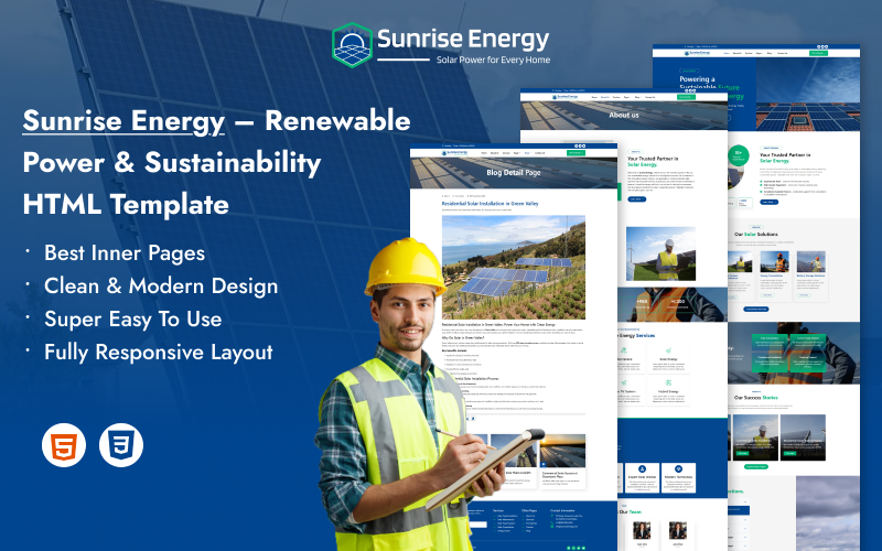 Sunrise Energy - Sun Powered Solutions HTML Template