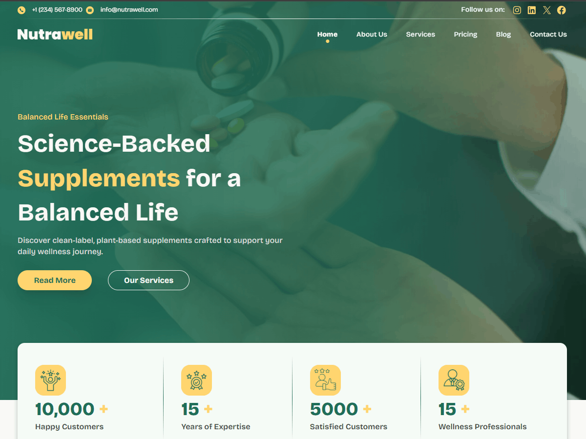 Nutrawell WordPress block theme Nutrawell - Nutrition & Supplements WordPress Block Theme