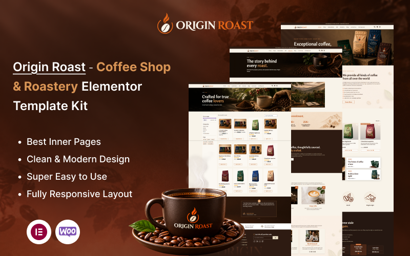 Origin Roast - Coffee shop & Roastery Elementor Template Kit